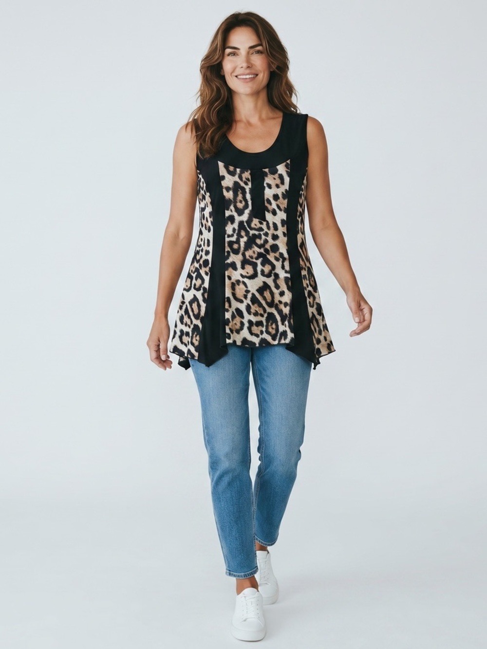 N.W.D New Woman Design Leopard Print Flowy Tank Camisole Large